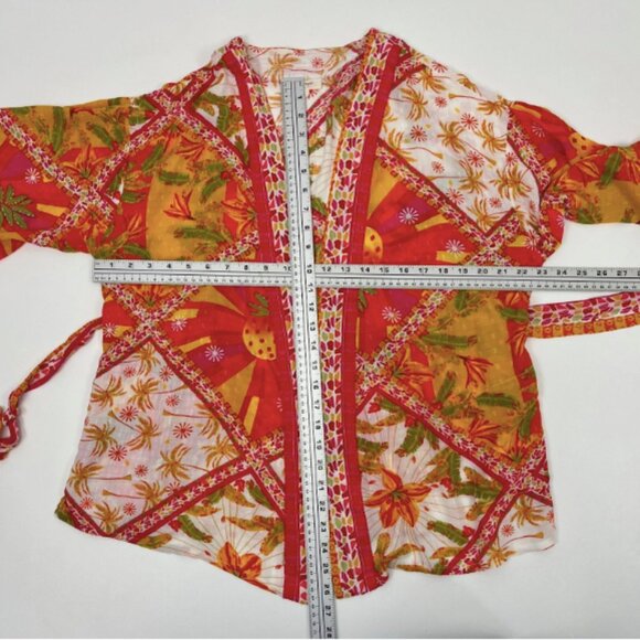 Haute Hippie Size M Kimono Top & Pant Set Colorful Tropical Bohemian Festival - Picture 14 of 16